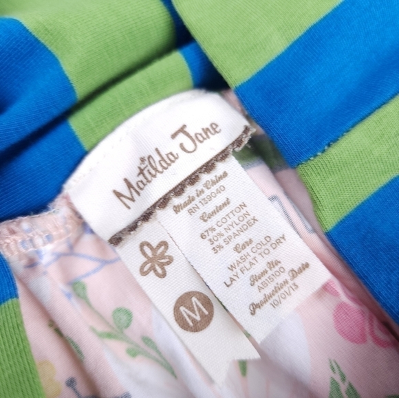 New Matilda Jane Pink Floral Green Blue Boho Striped High Waist Skirt Sz… - Picture 3 of 12